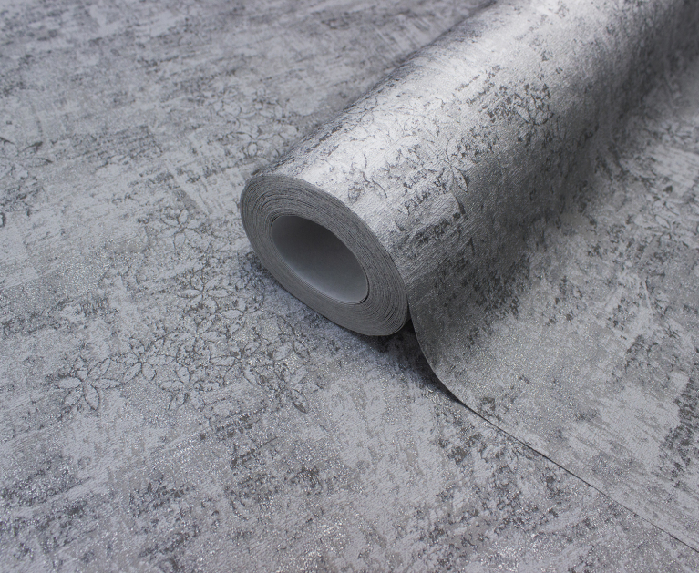 Вінілові шпалери гарячого тиснення LS Деко СШТ 8-1217 сіро-сріблястий 10,05 x 1,06 м - 1