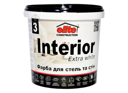 Водоемульсійна фарба Інтер'єр Interior Elite Construction 1 л Біла