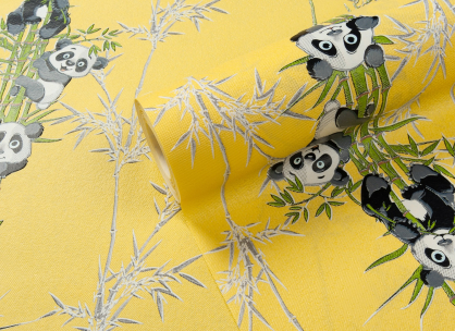 Вінілові шпалери на флізеліновій основі LS Панди КФП 4-1517 жовтий 10,05 x 0,53 м