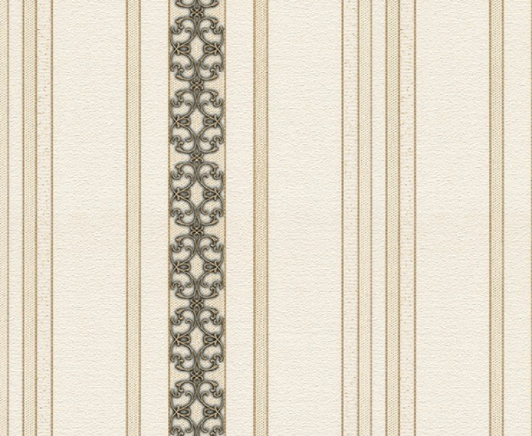 Виниловые обои на флизелиновой основе LS Краков ДХС-1321/5 бело-золотой 10,05 x 1,06 м - 1