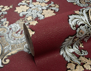 Вінілові шпалери на паперовій основі LS Шардоне ВКV6-1183 сріблясто-бордово-золотистий 10,05 x 0,53 м